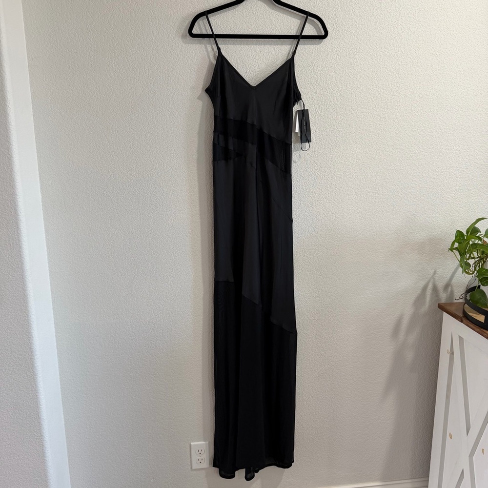 NWT French Connection Black Slip Maxi Dress with Spaghetti Straps